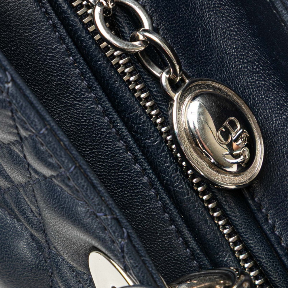 Dior lambskin Navy Blue Bag Shoulder Lady Cannage - Picture 5 of 8